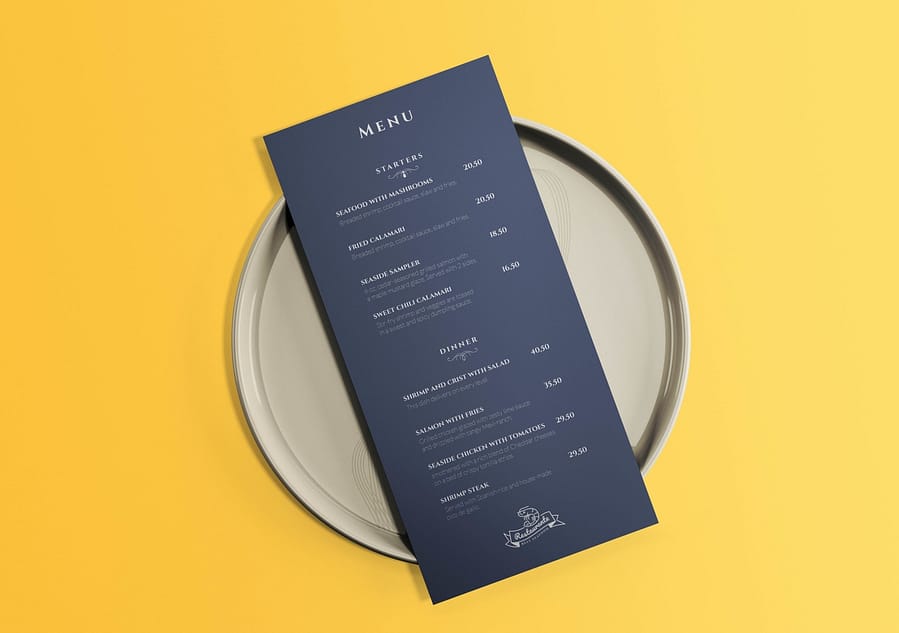 Restaurant Menu Miami Single Sheet